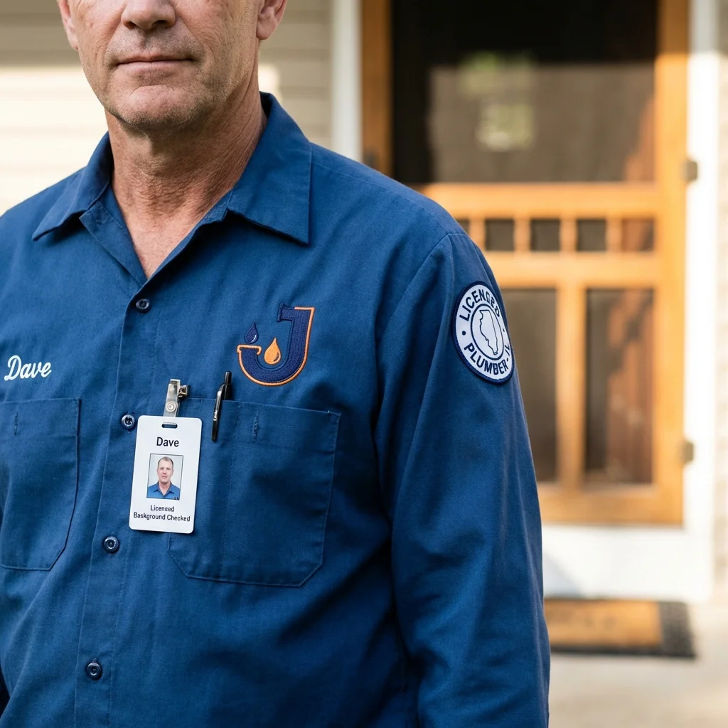 Licensed plumber showing ID badge in Imperial Beach, CA