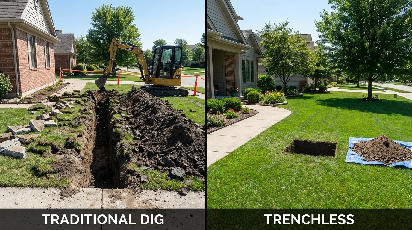 Trenchless sewer repair with minimal yard damage versus traditional excavation in Imperial Beach, CA